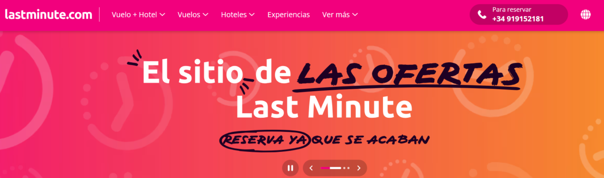 captura de pantalla del sitio web lastminute.com
