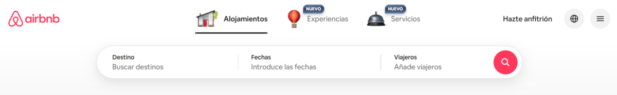 captura de pantalla sitio web Airbnb