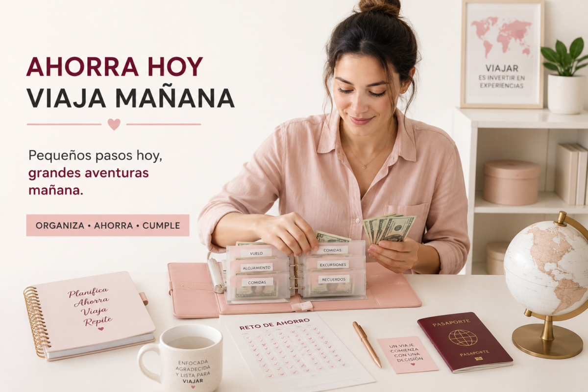 mujer viajera haciendo el reto de ahorro para viajar