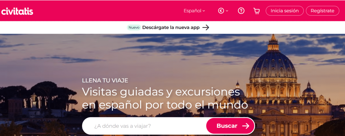 imagen pagina web Civitatis para hacer tour y actividades en un viaje