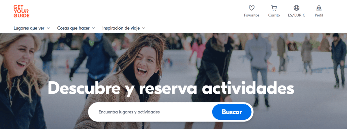 imagen de pagina web para reservar tour y experiencias de viaje