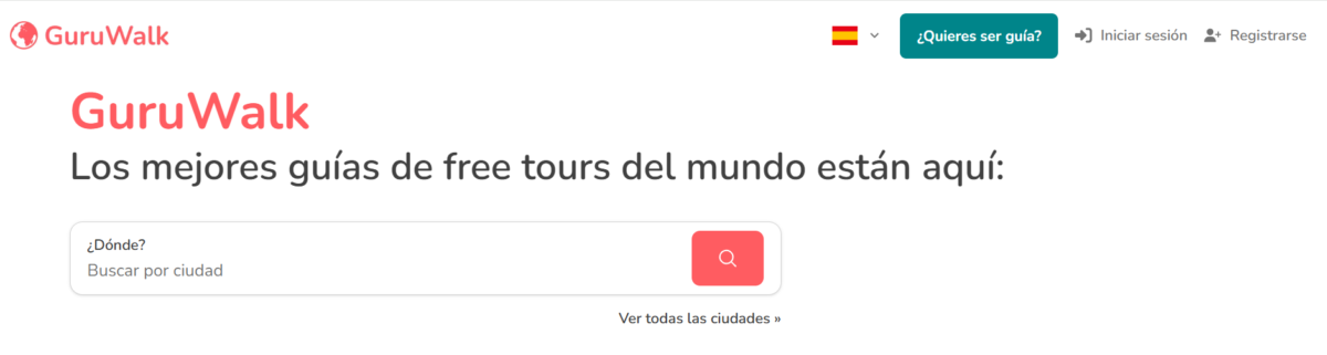 Imagen de pagina web de Guruwalk para reservar free tours