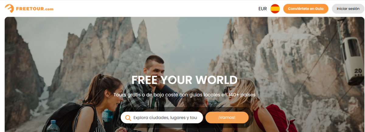 Imagen de pagina web de freetour.com para reservar tours de bajo costo