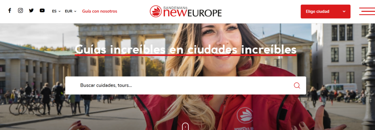 imagen de pagina web de Sandemans new Europe para reservar tours