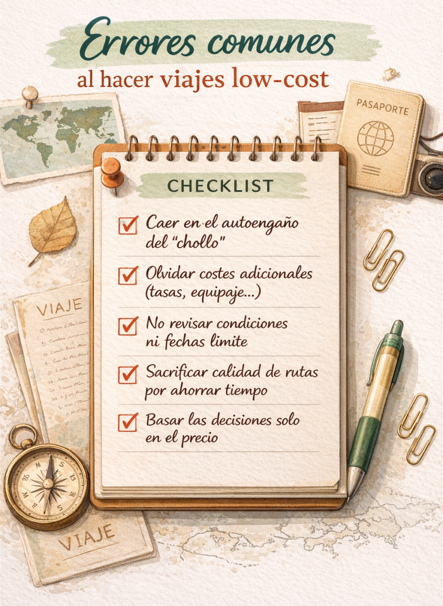 checklist errores al viajar low-cost