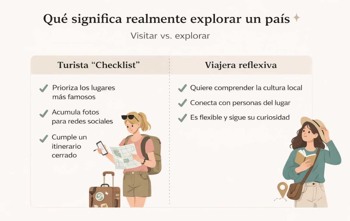 diferencia entre visitar y explorar un país