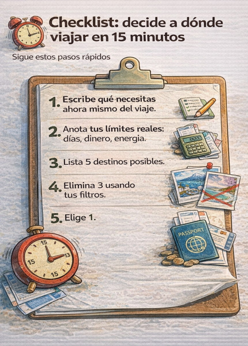 checklist pasos elegir destino