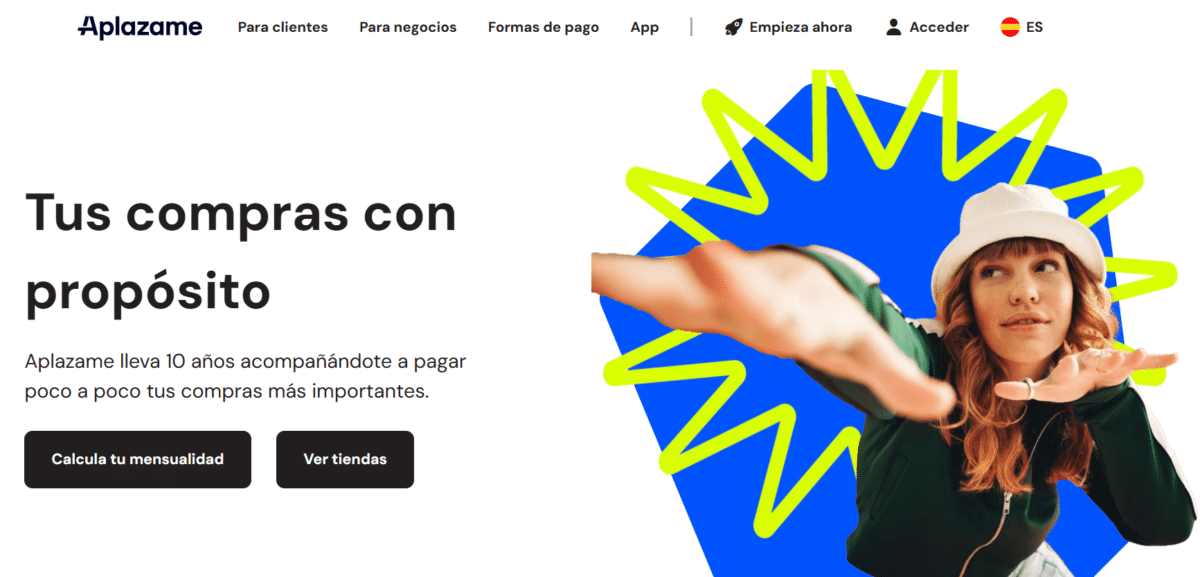 Imagen página web de Aplázame para financiar un viaje