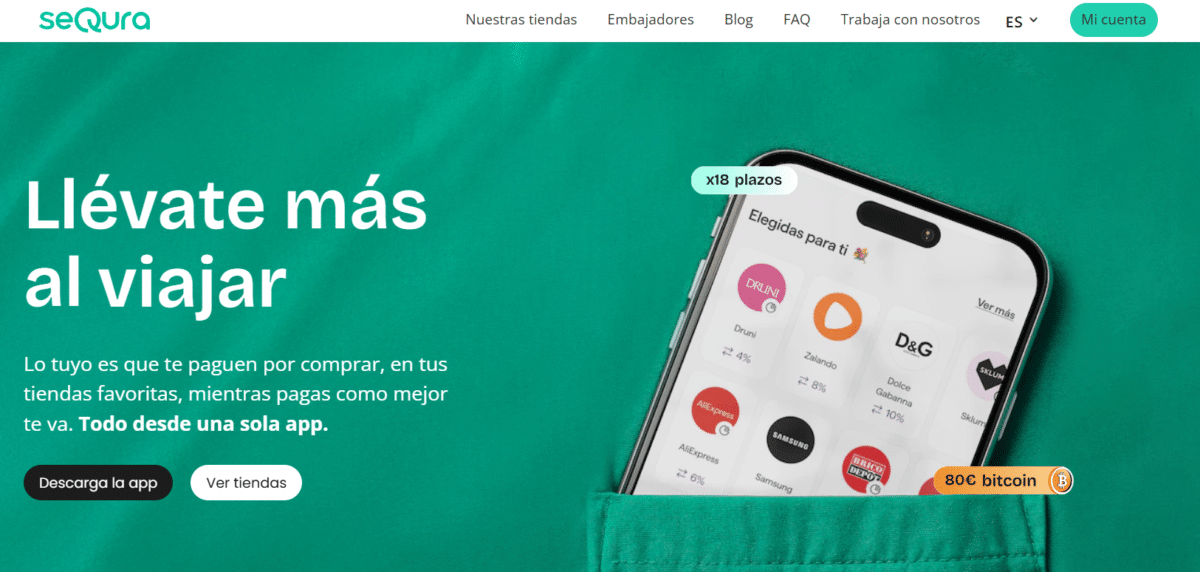 Imagen página web de Sequra para financiar viajes