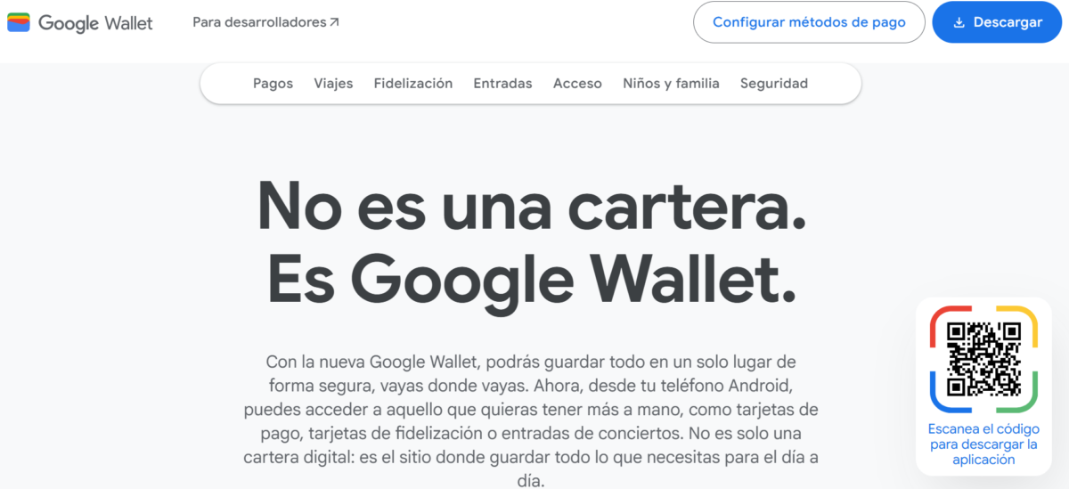 página web de Google Wallet para guardar todo en un solo lugar