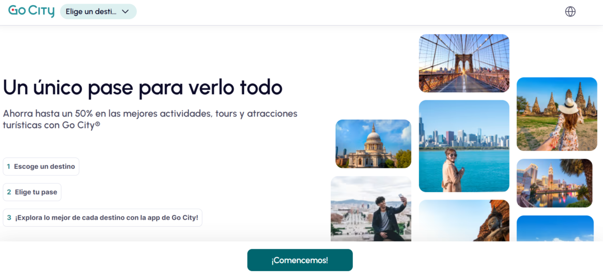 Imagen pagina web de Go City pases turisticos en Europa