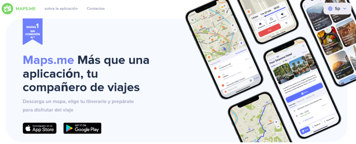 Imagen pagina web de Maps.me de mapas offline