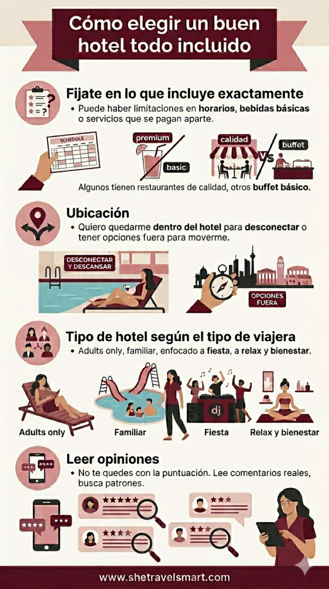 infografía sobre cómo elegir un buen hotel todo incluido