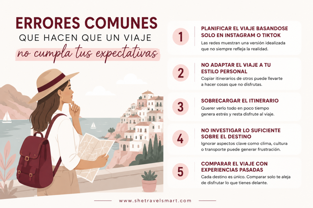 imagen infografía errores que un viaje no cumpla expectativas