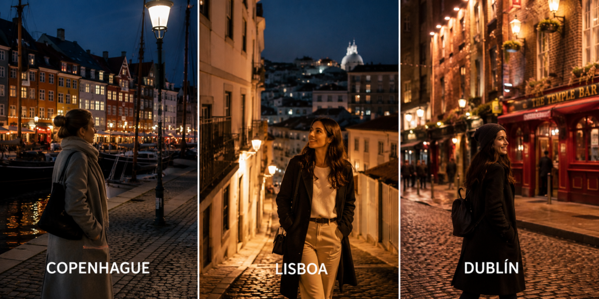 vida nocturna viajando sola en ciudades seguras