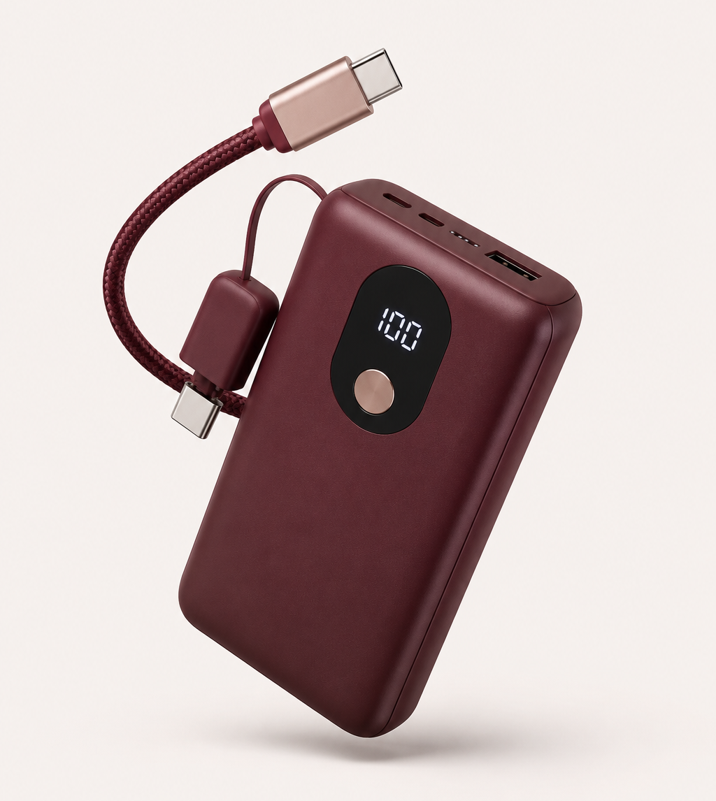 power bank compacta con cable integrado