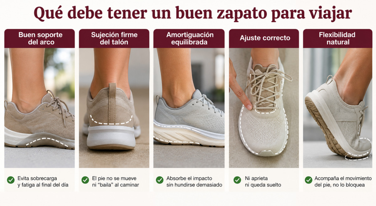 zapatos cómodos para viajar y caminar sin dolor