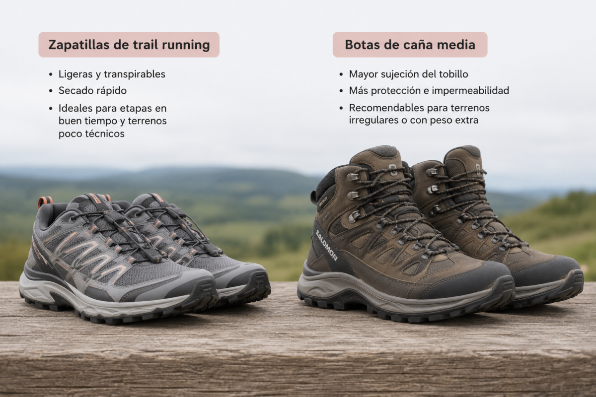 esenciales para hacer el camino de santiago zapatillas o botas