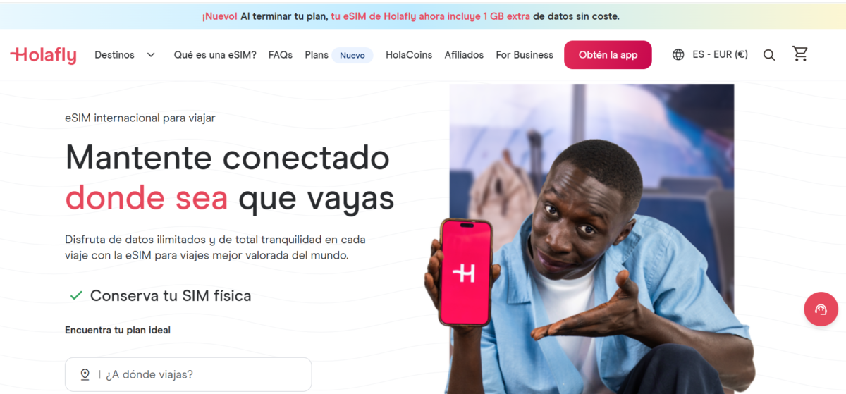 captura de pantalla homepage Holafly