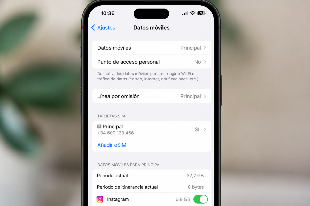 captura de pantalla de un movil mostrando en los ajuste cómo añadir esim