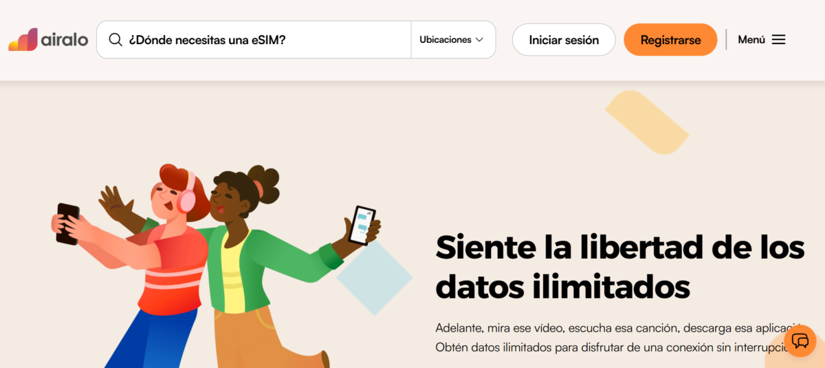 captura de pantalla homepage Airalo