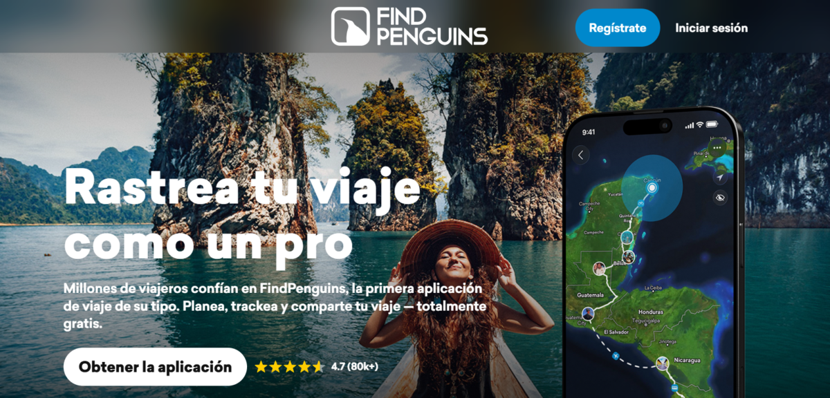 FindPenguins aplicación para registrar viajes