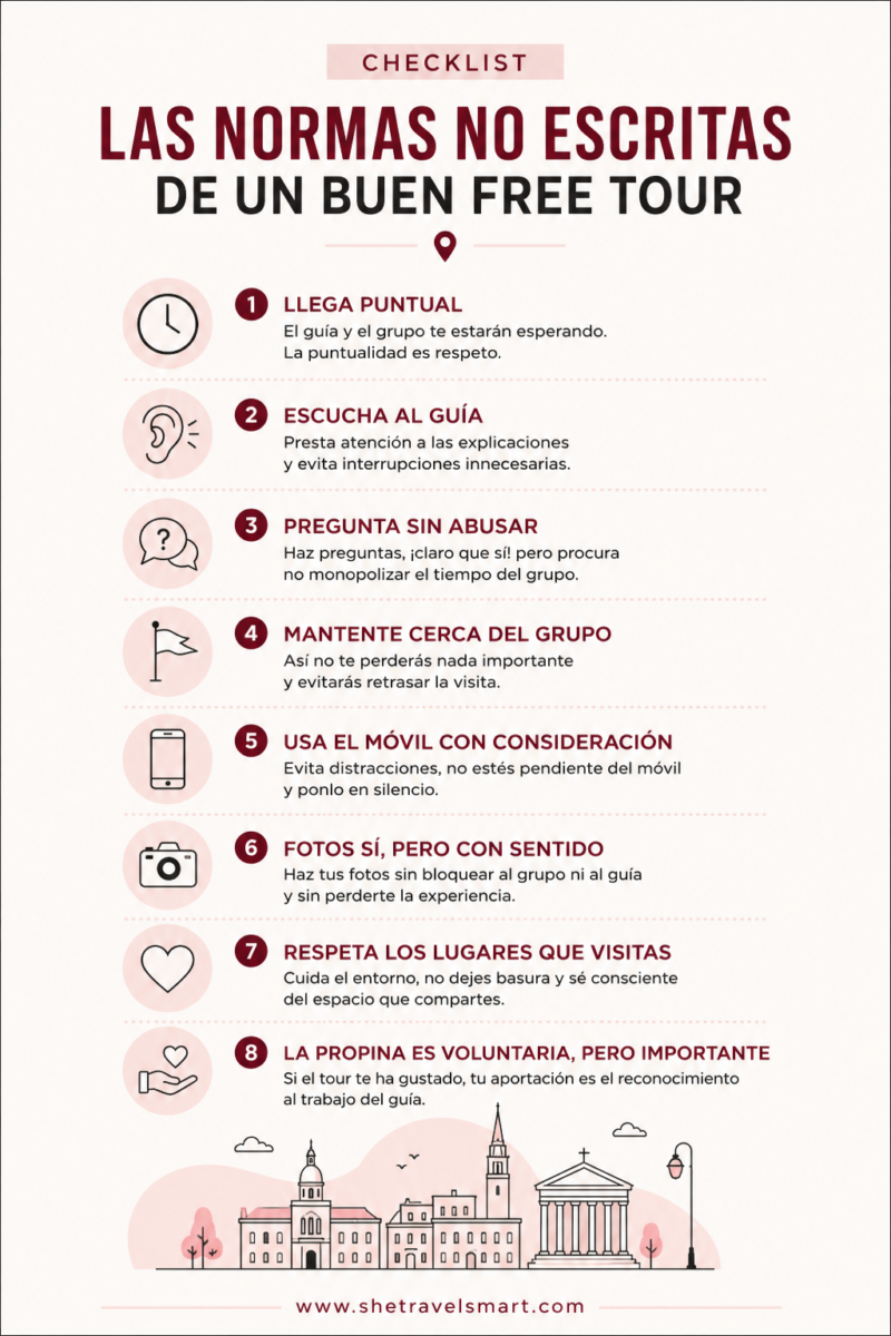 Checklist de normas de comportamiento en free tours