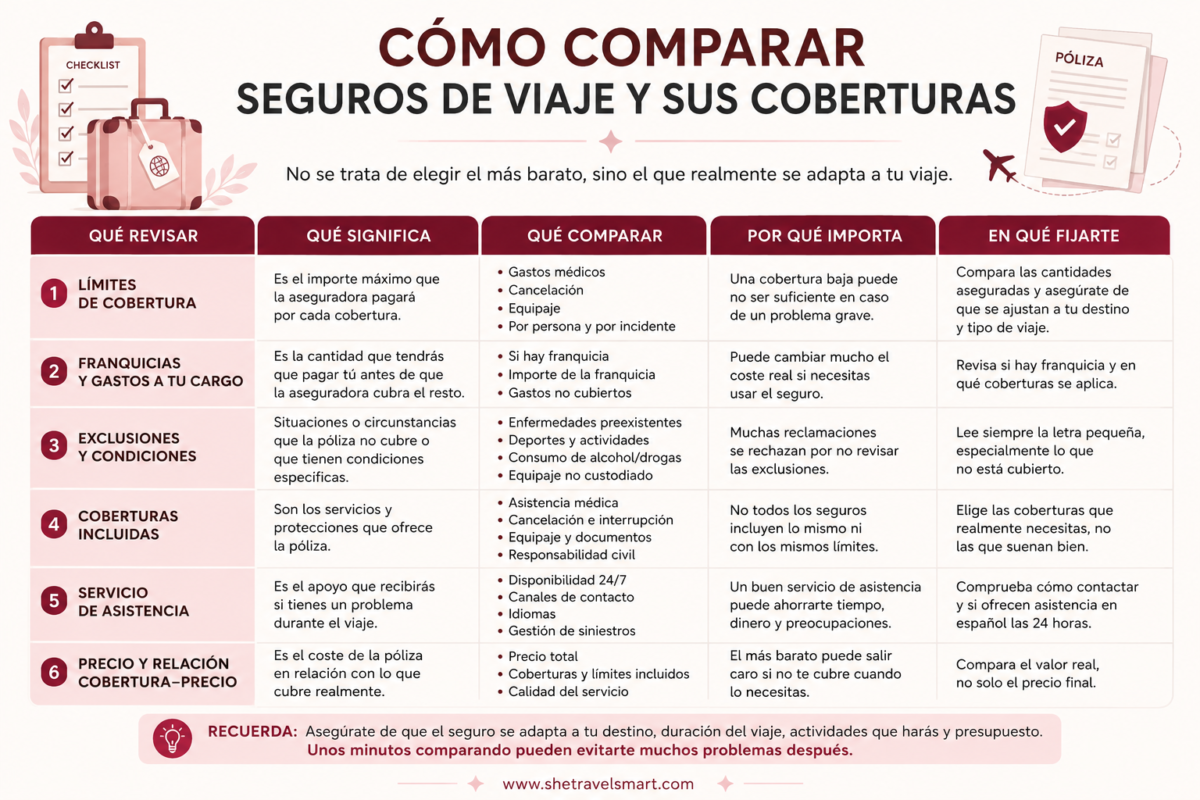 Cómo comparar seguros de viaje y sus coberturas