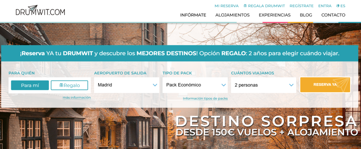 captura de pantalla homepage Drumwit