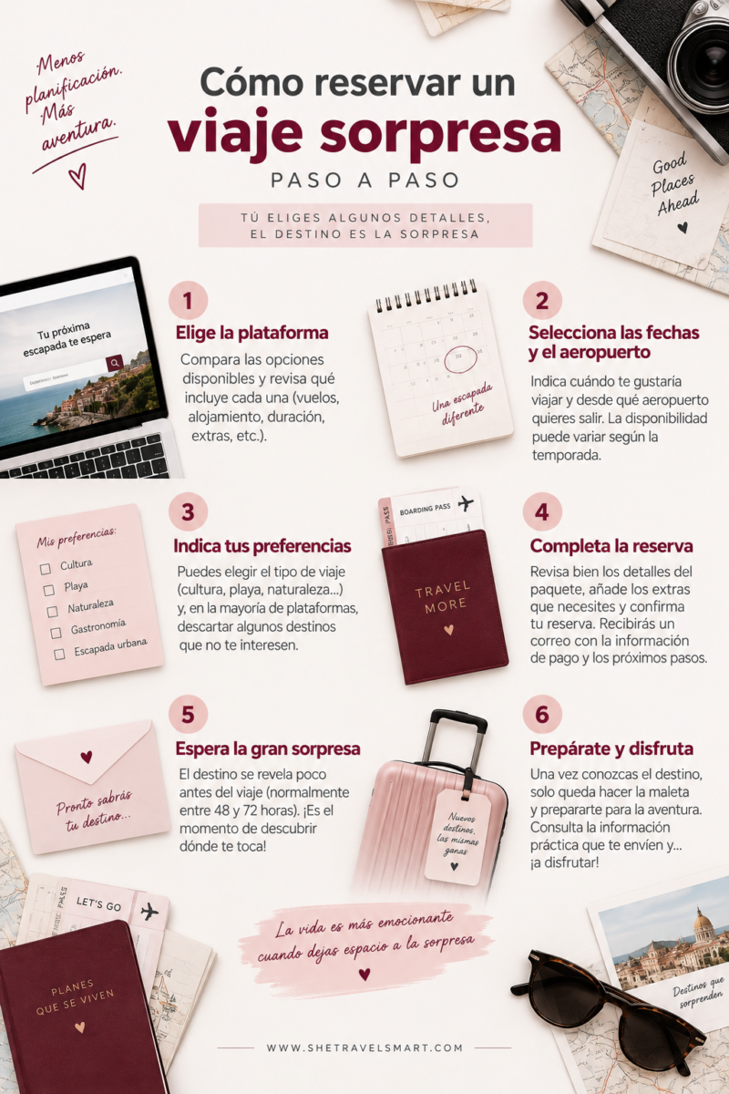 pasos para reservar un viaje sorpresa