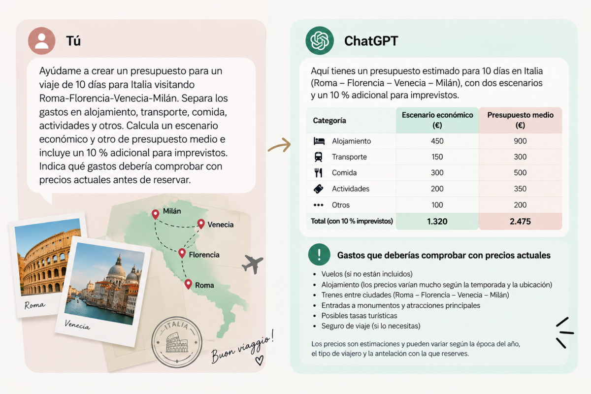 Prompt para planificar un viaje con inteligencia artificial