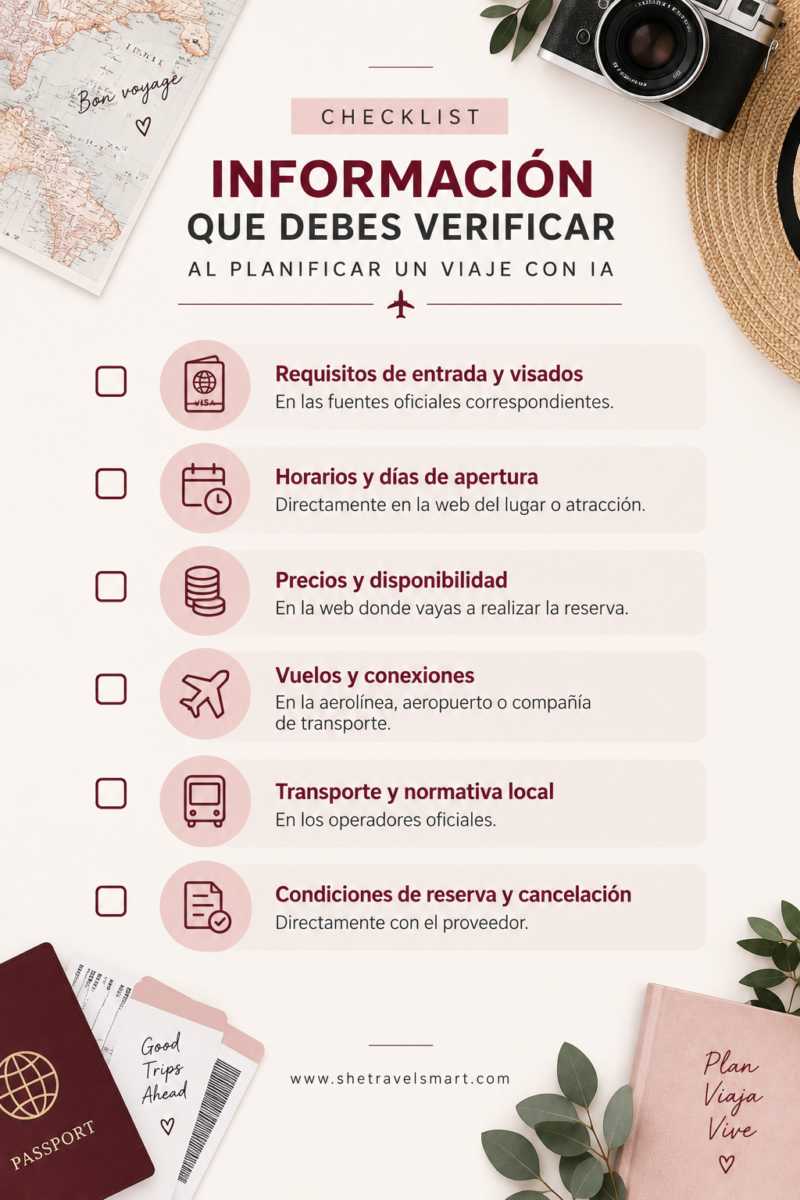 Información que debes verificar al planificar un viaje con IA