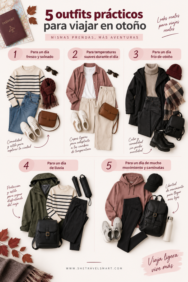Cinco outfits para viajar en otoño según el clima