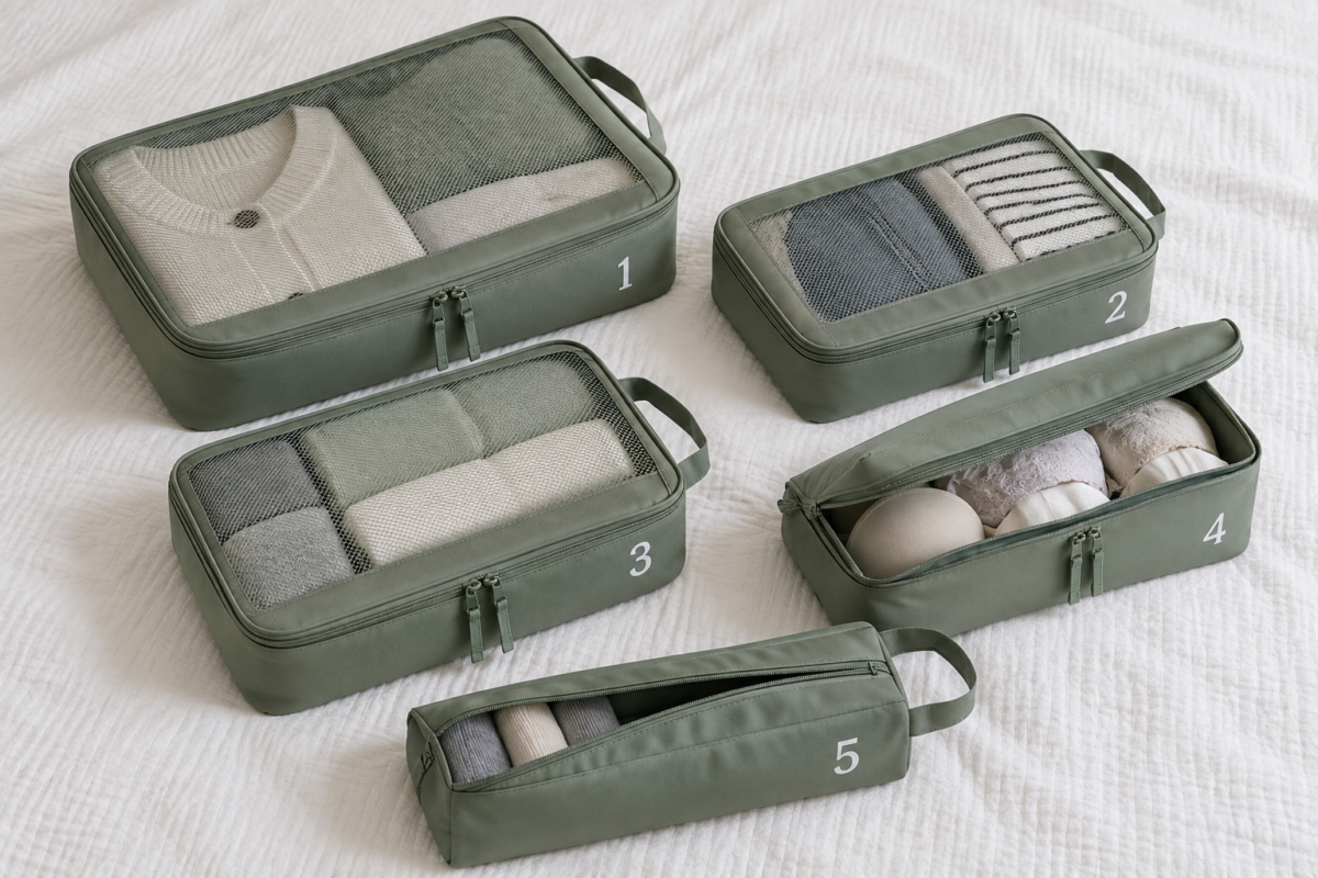 Packing cubes para organizar la ropa en la maleta