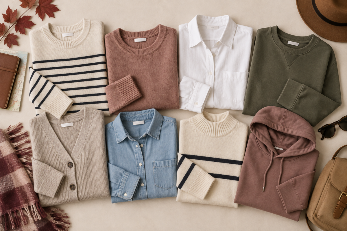 Ropa para viajar en otoño con prendas fáciles de combinar de segunda capa